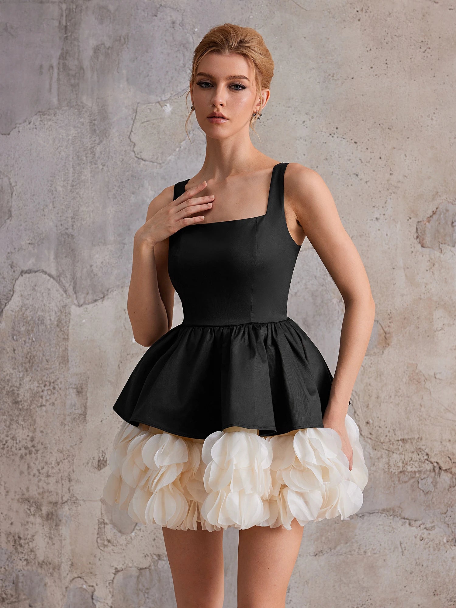 Square-Neck Party Ball Gown Mini Dress|NOOSGOP