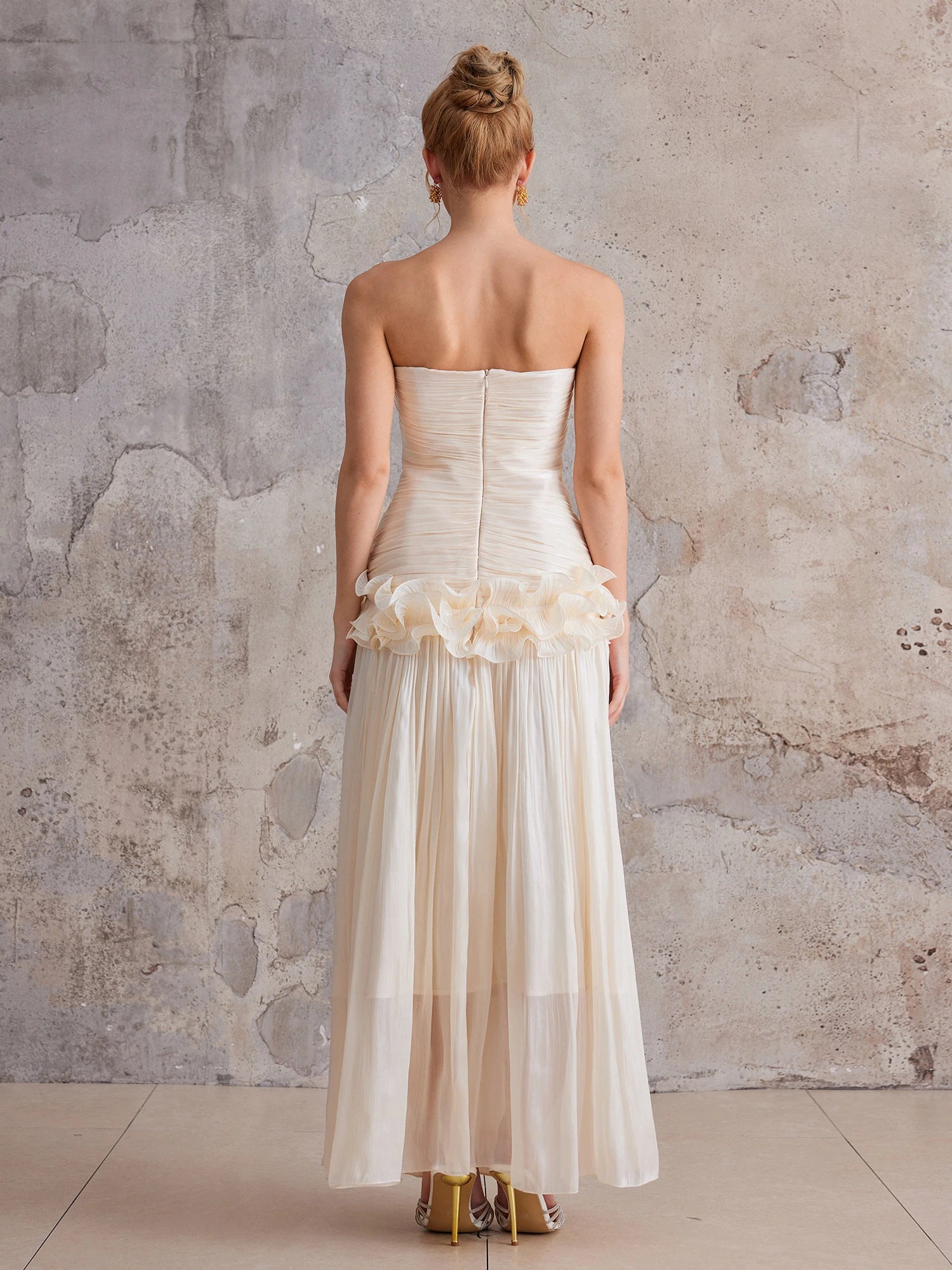 Strapless 3D flower wrapped buttocks maxi dress|NOOSGOP