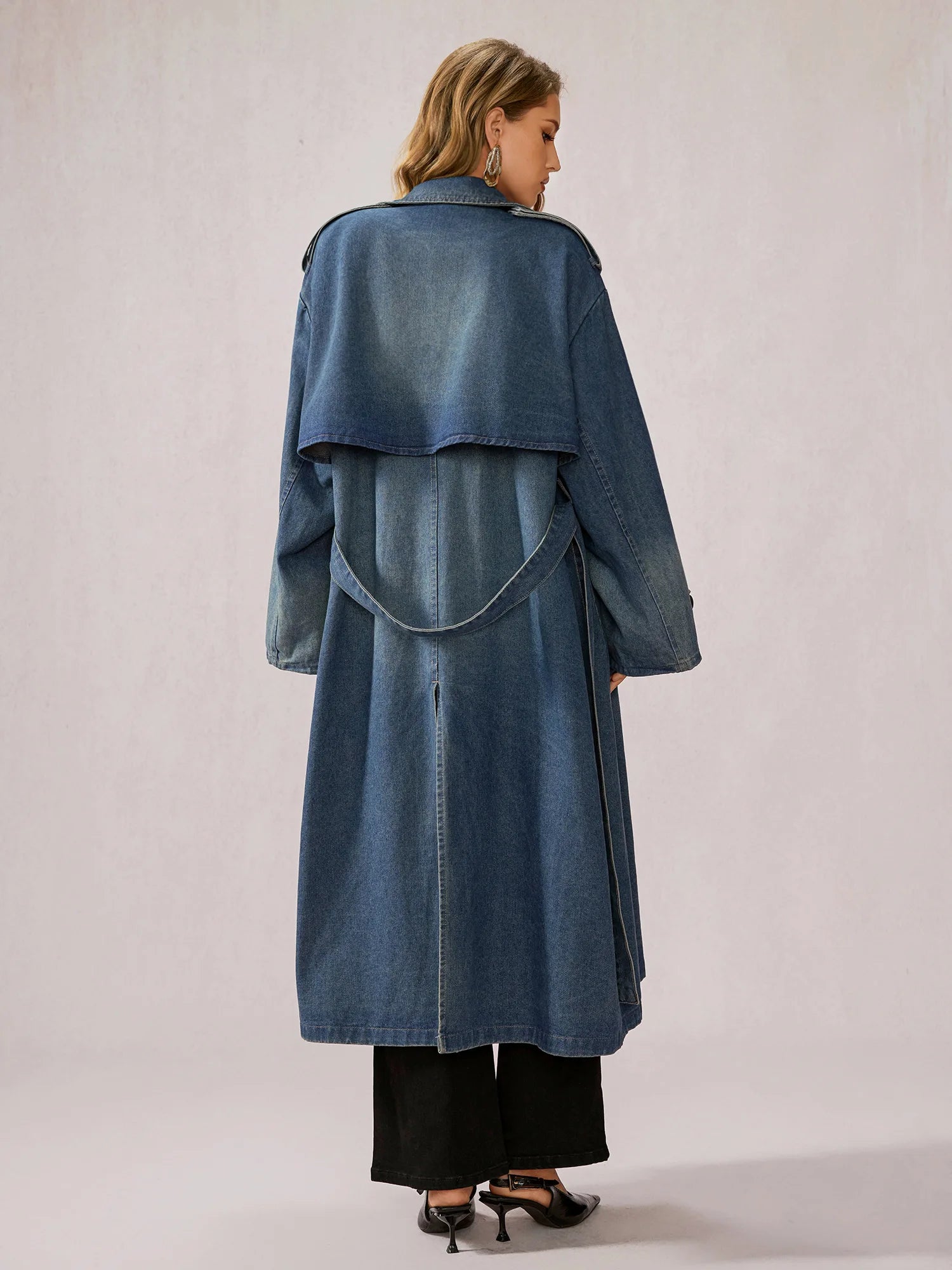 Stylish Denim Patchwork Office Midi Dress|NOOSGOP