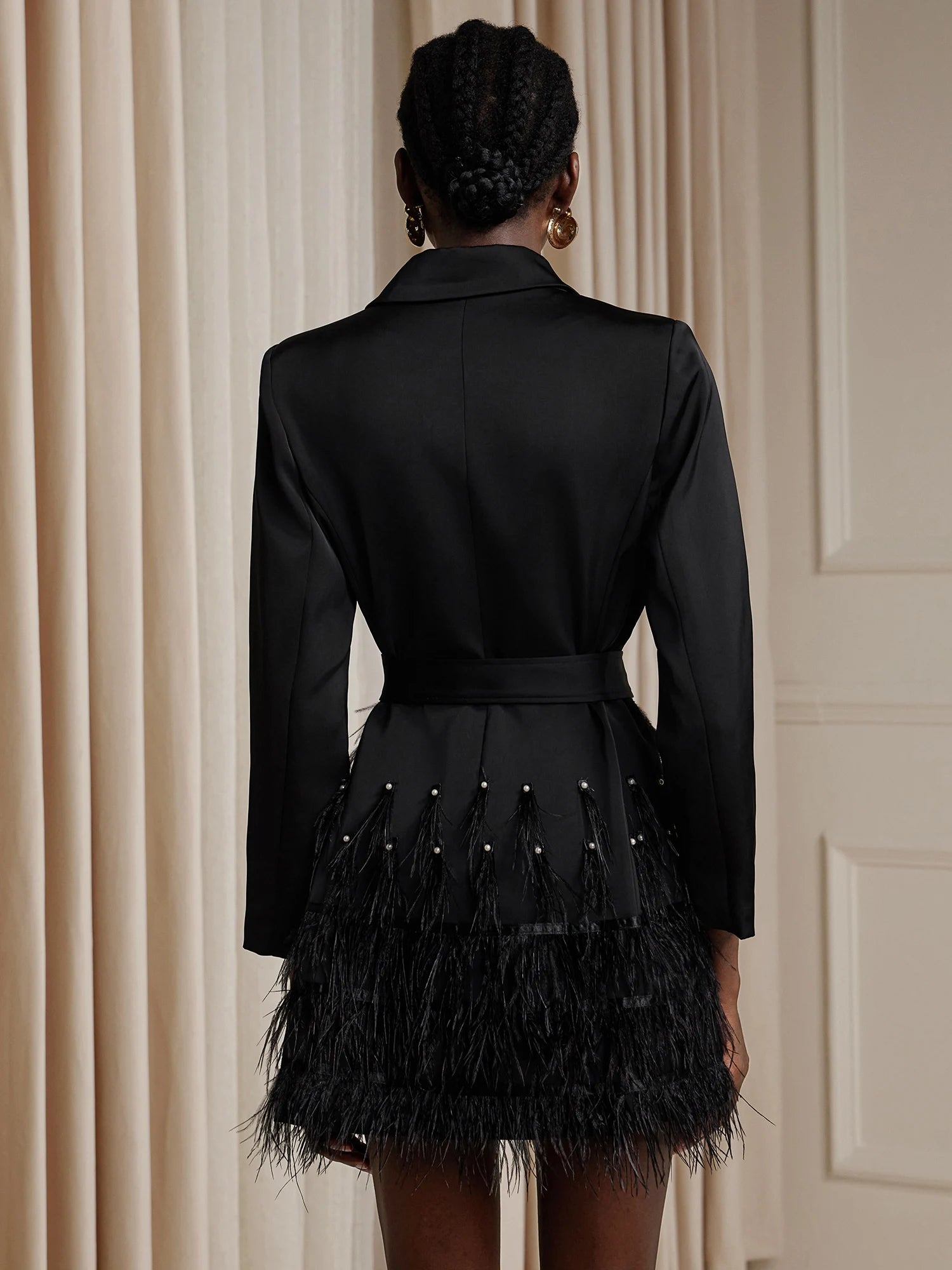 Tassel Blazer Mini Dress with Belt|NOOSGOP