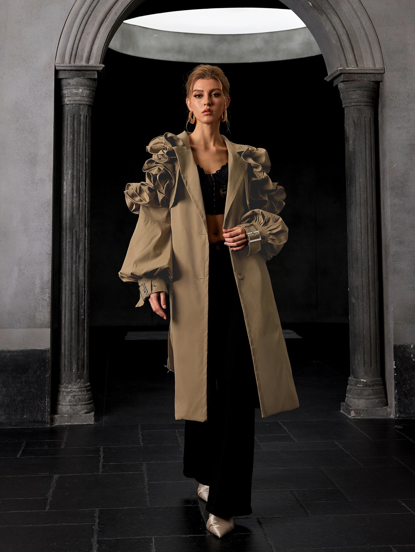 Tie-Waist Tunic Coat|NOOSGOP