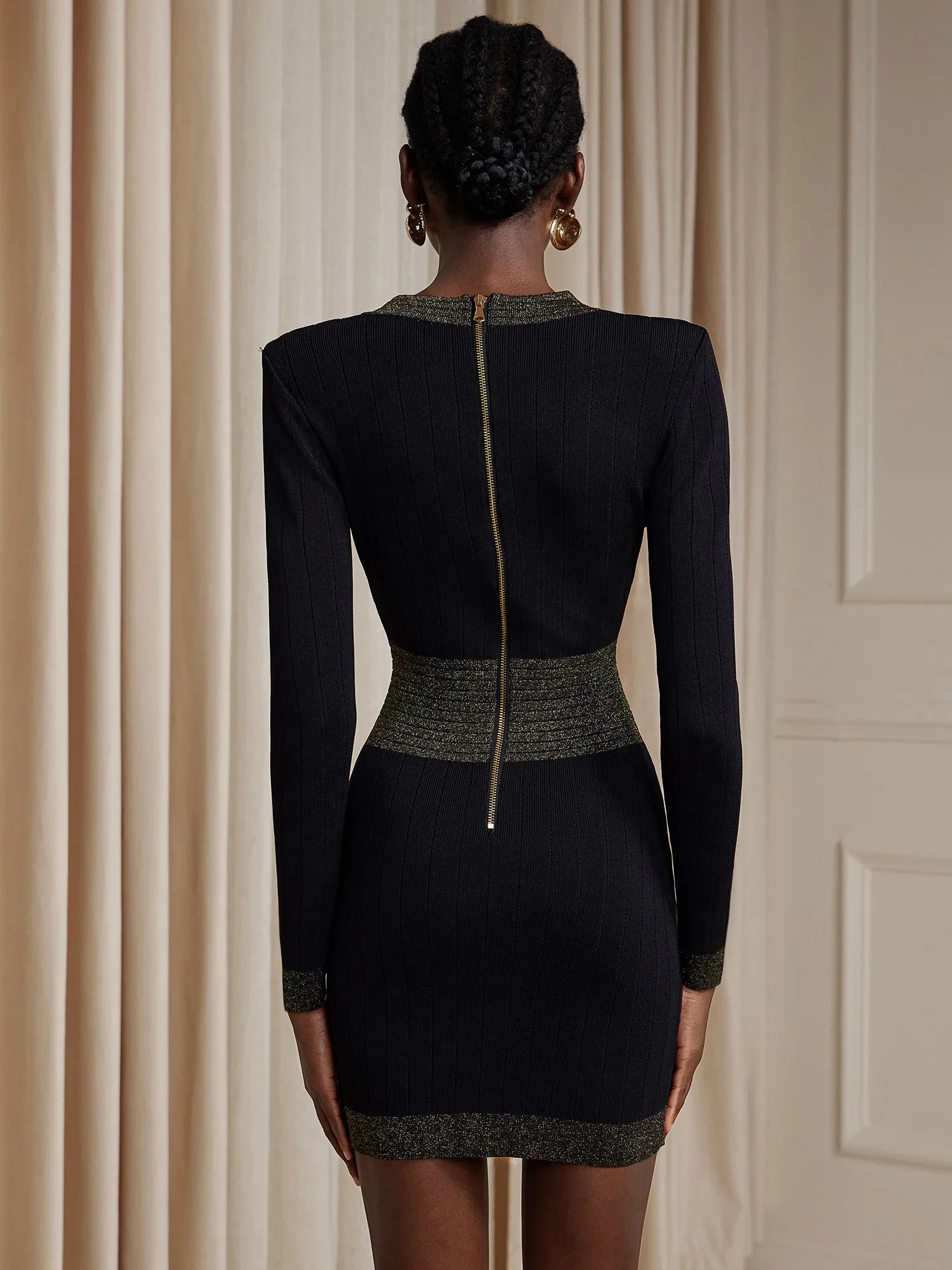 V-Neck Button Front Bodycon Mini Dress|NOOSGOP