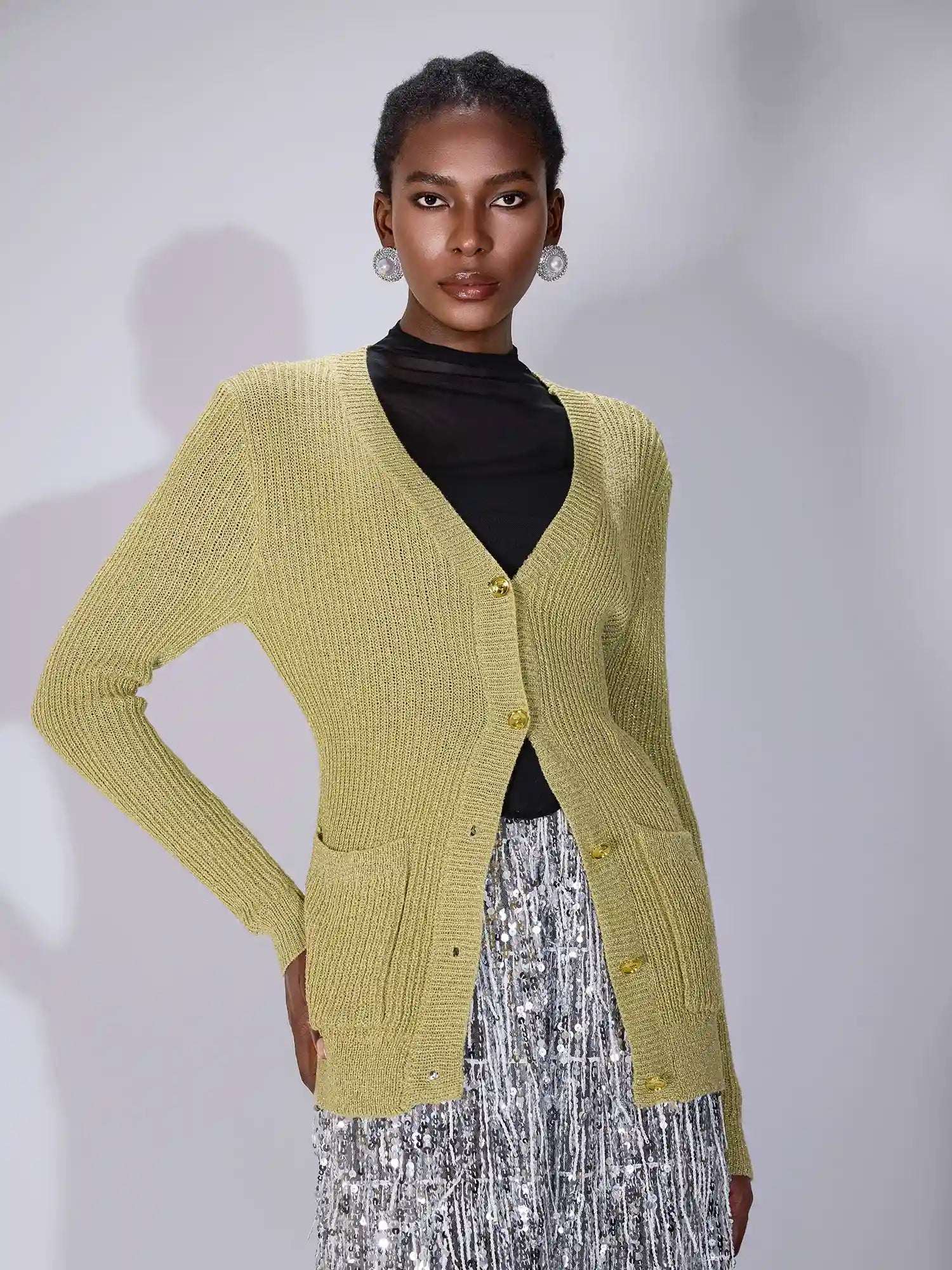 V-Neck Front Pocket Sweater Mini Cardigan|NOOSGOP