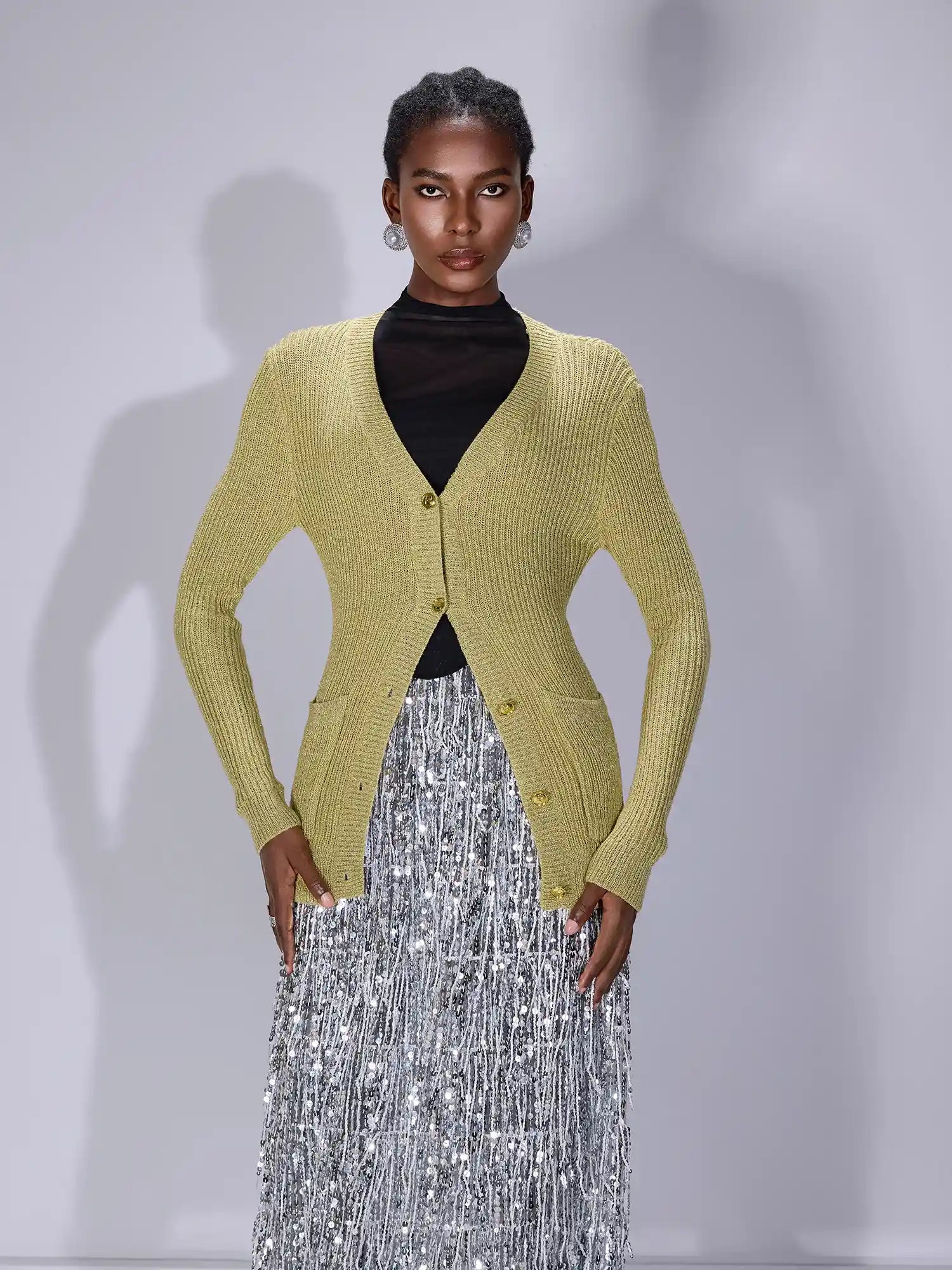 V-Neck Front Pocket Sweater Mini Cardigan|NOOSGOP