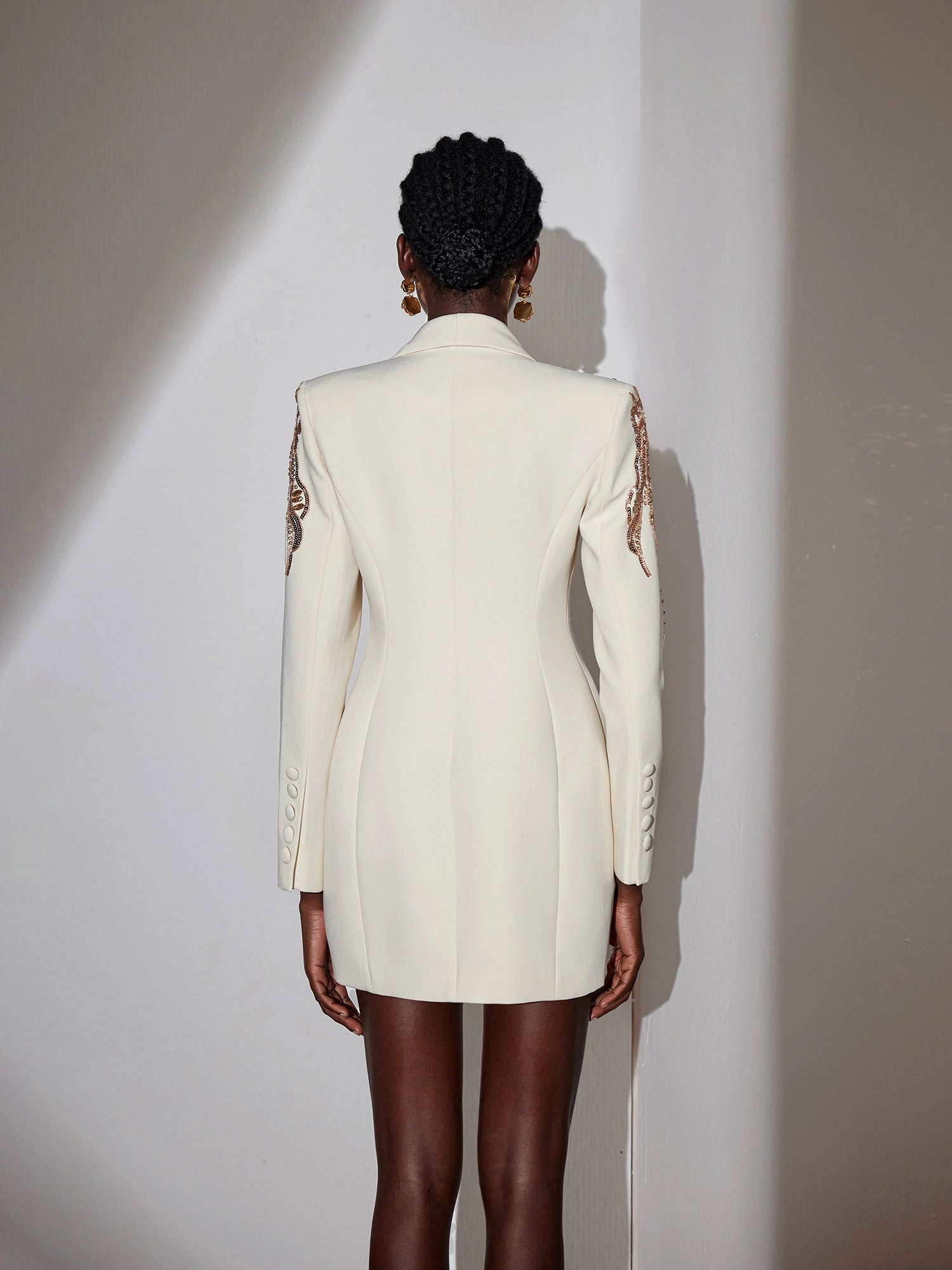 V-Neck Pleated Button-Front Mini Dress|NOOSGOP