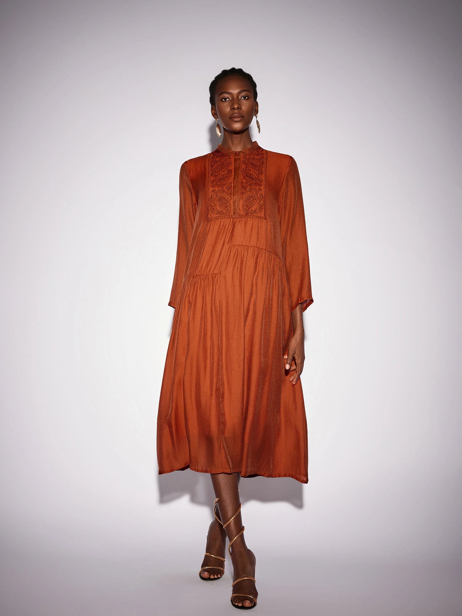 Vintage Embroidered Long Sleeve Loose Maxi Dress|NOOSGOP