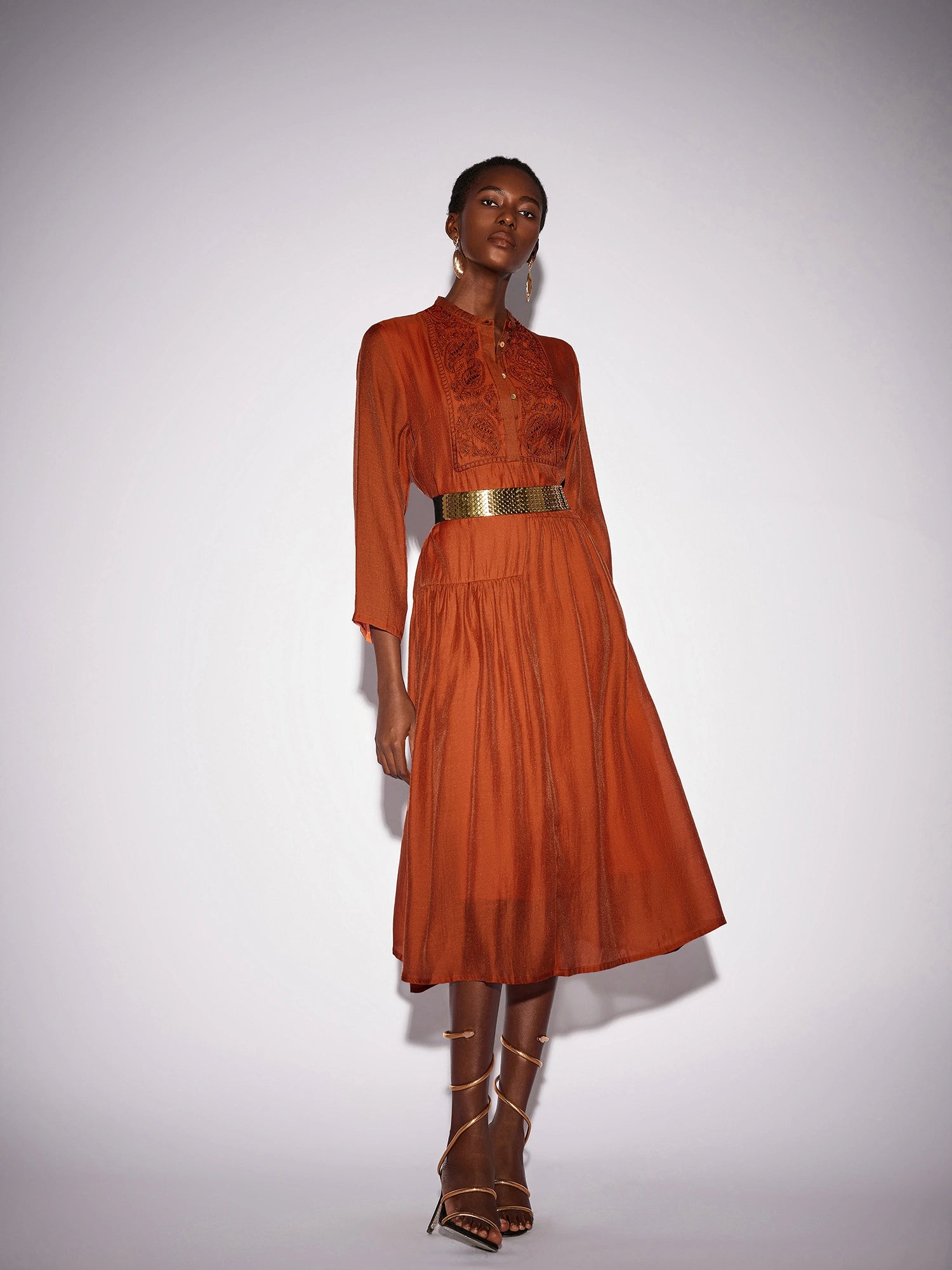 Vintage Embroidered Long Sleeve Loose Maxi Dress|NOOSGOP