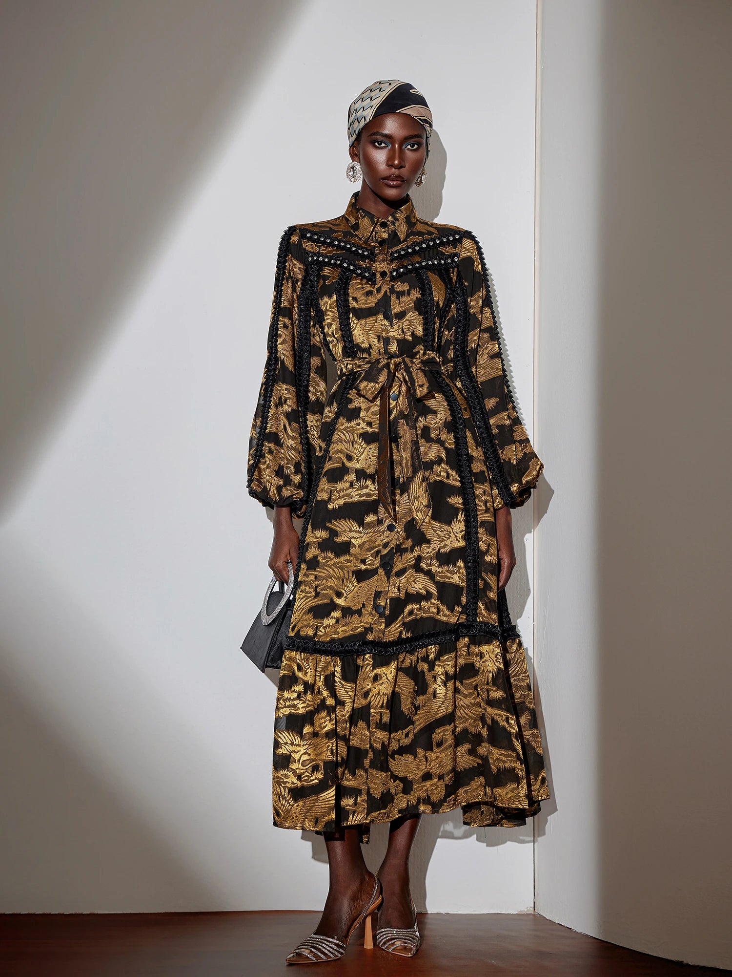 Vintage Pleated Printed Maxi Dress|NOOSGOP