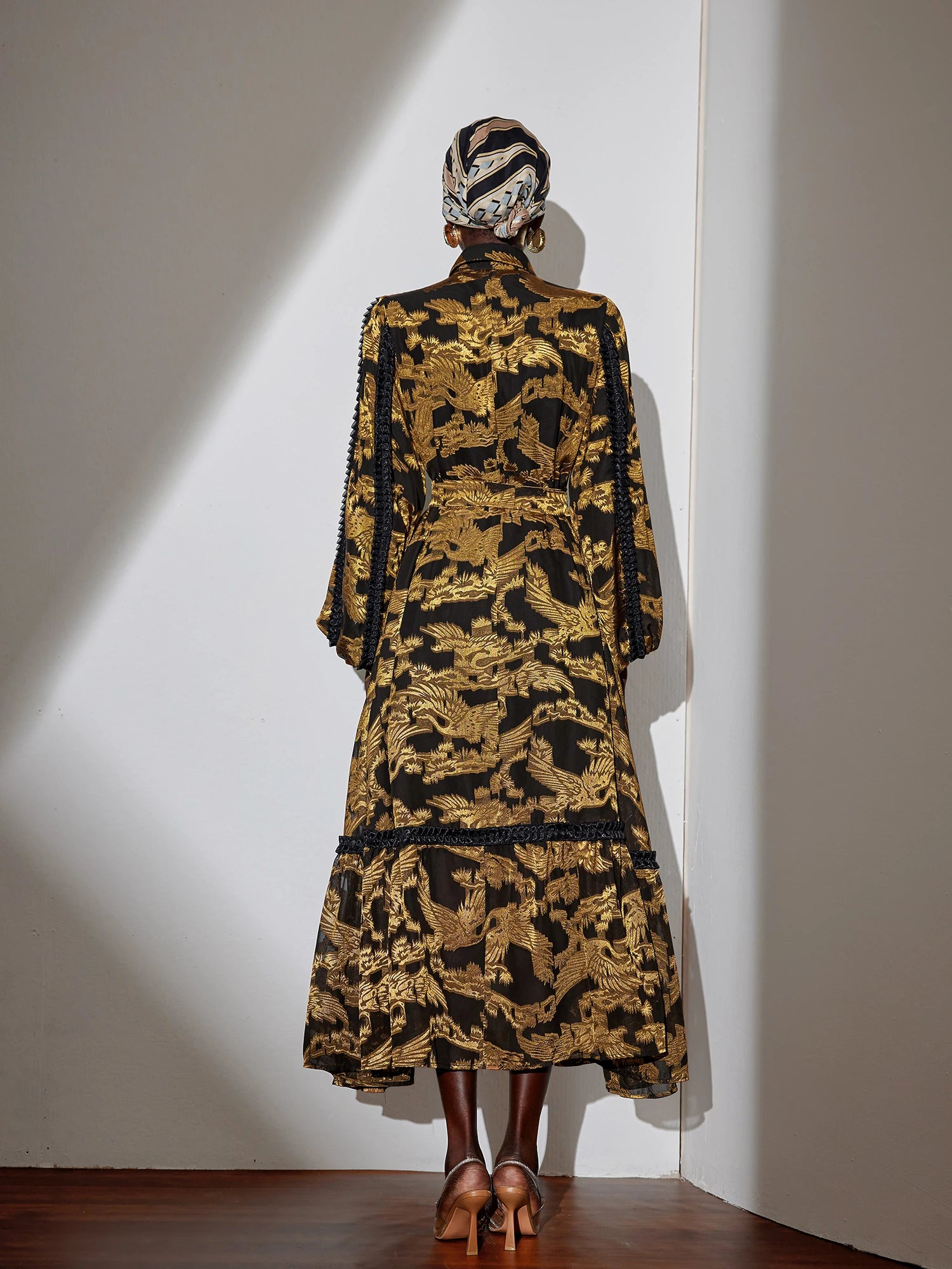 Vintage Pleated Printed Maxi Dress|NOOSGOP