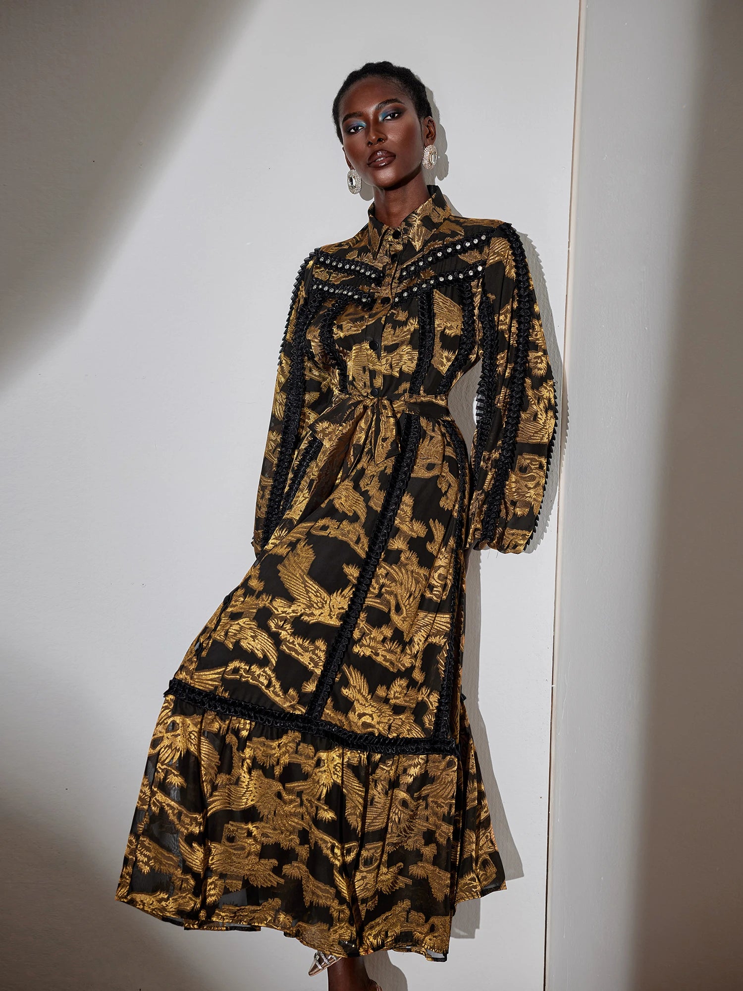 Vintage Pleated Printed Maxi Dress|NOOSGOP