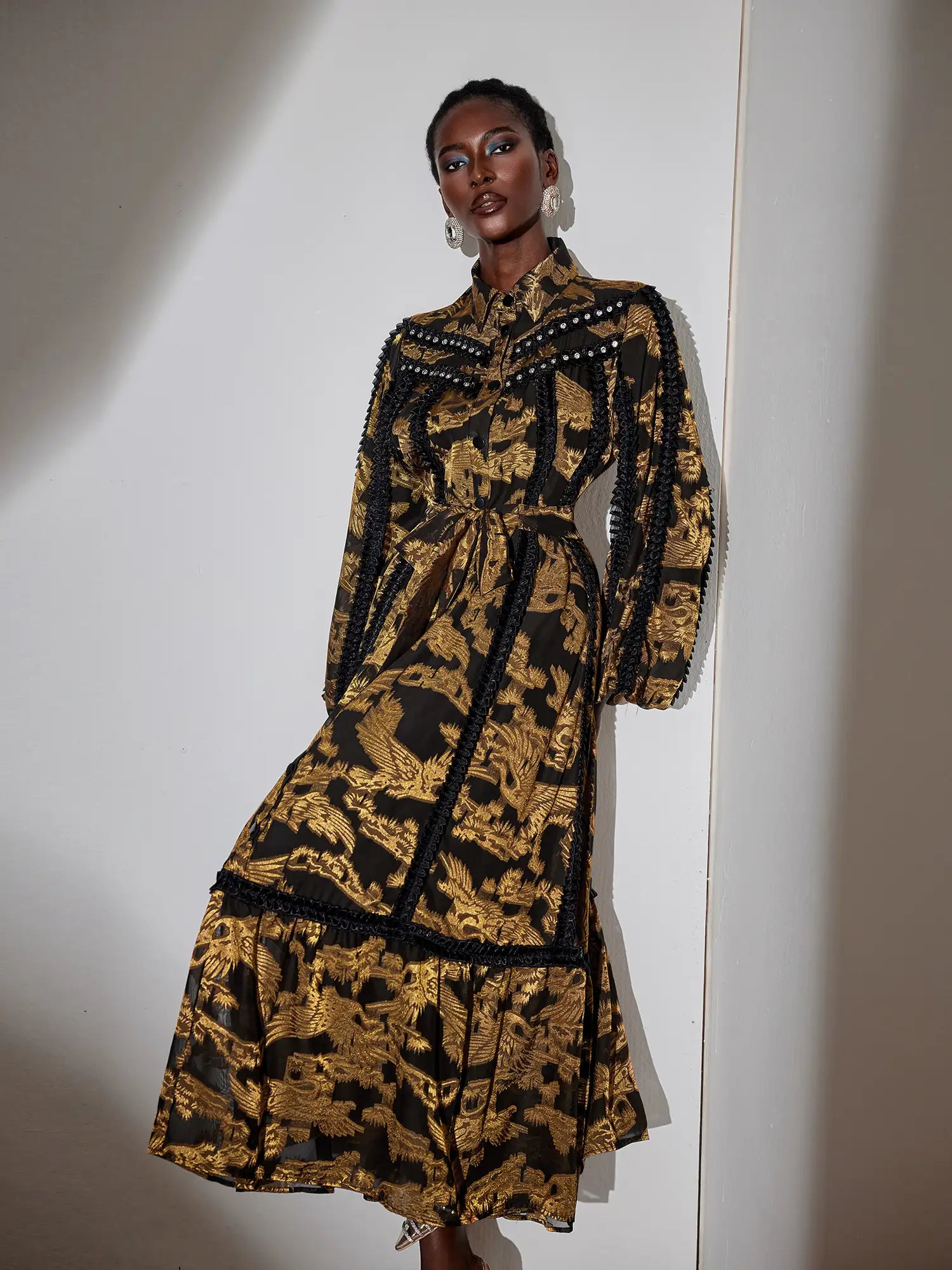 Vintage Pleated Printed Maxi Dress|NOOSGOP