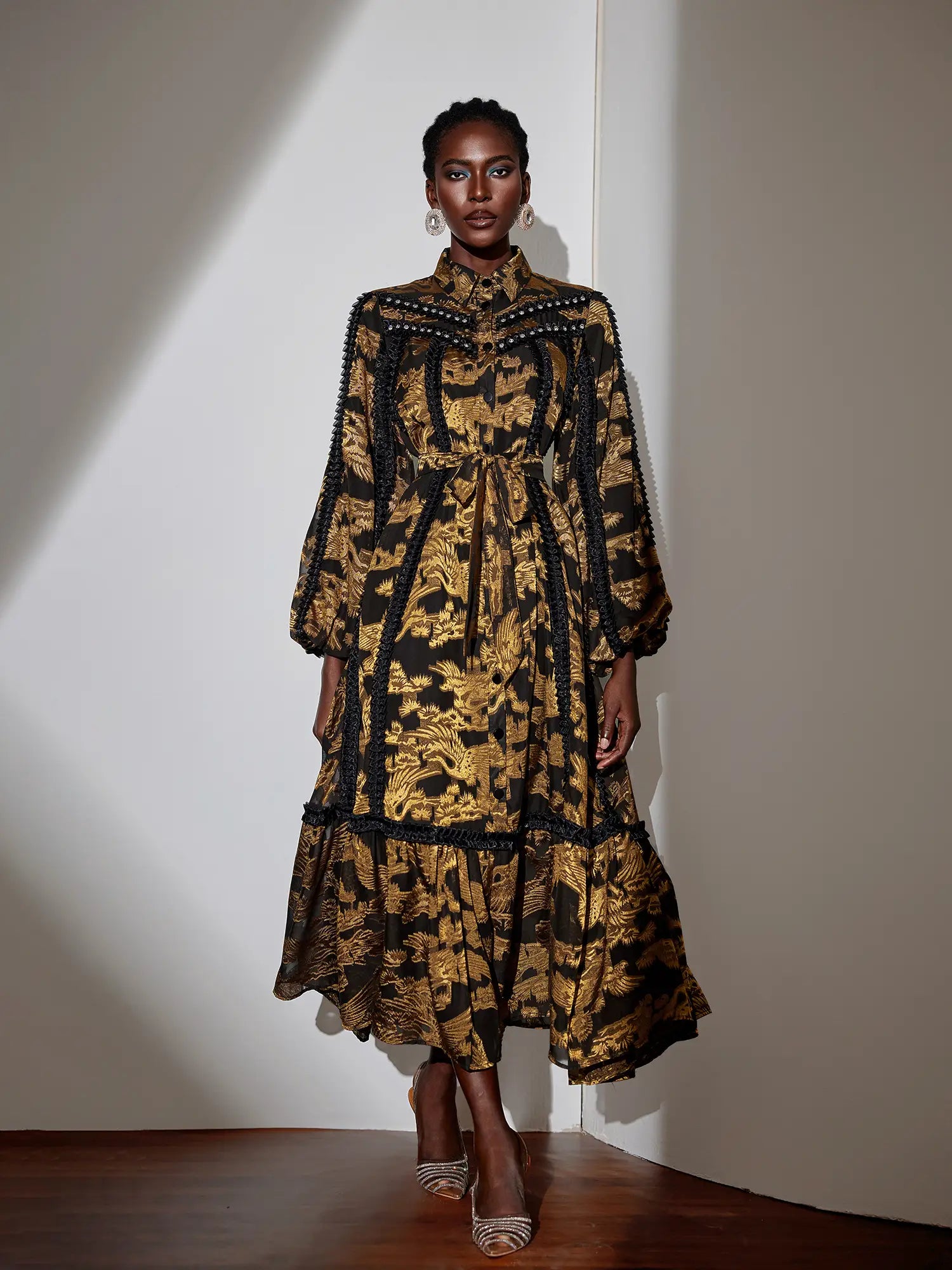 Vintage Pleated Printed Maxi Dress|NOOSGOP