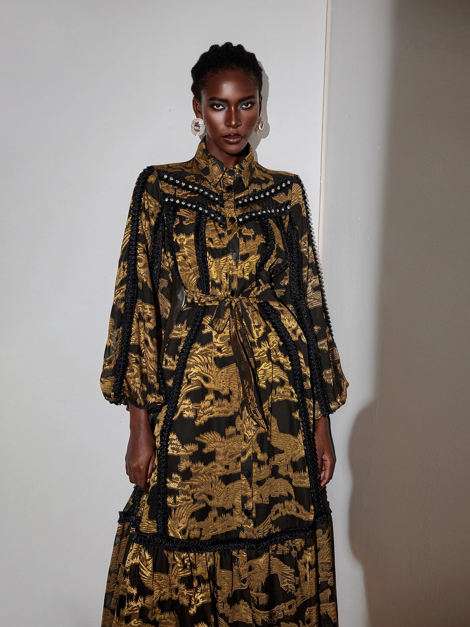 Vintage Pleated Printed Maxi Dress|NOOSGOP