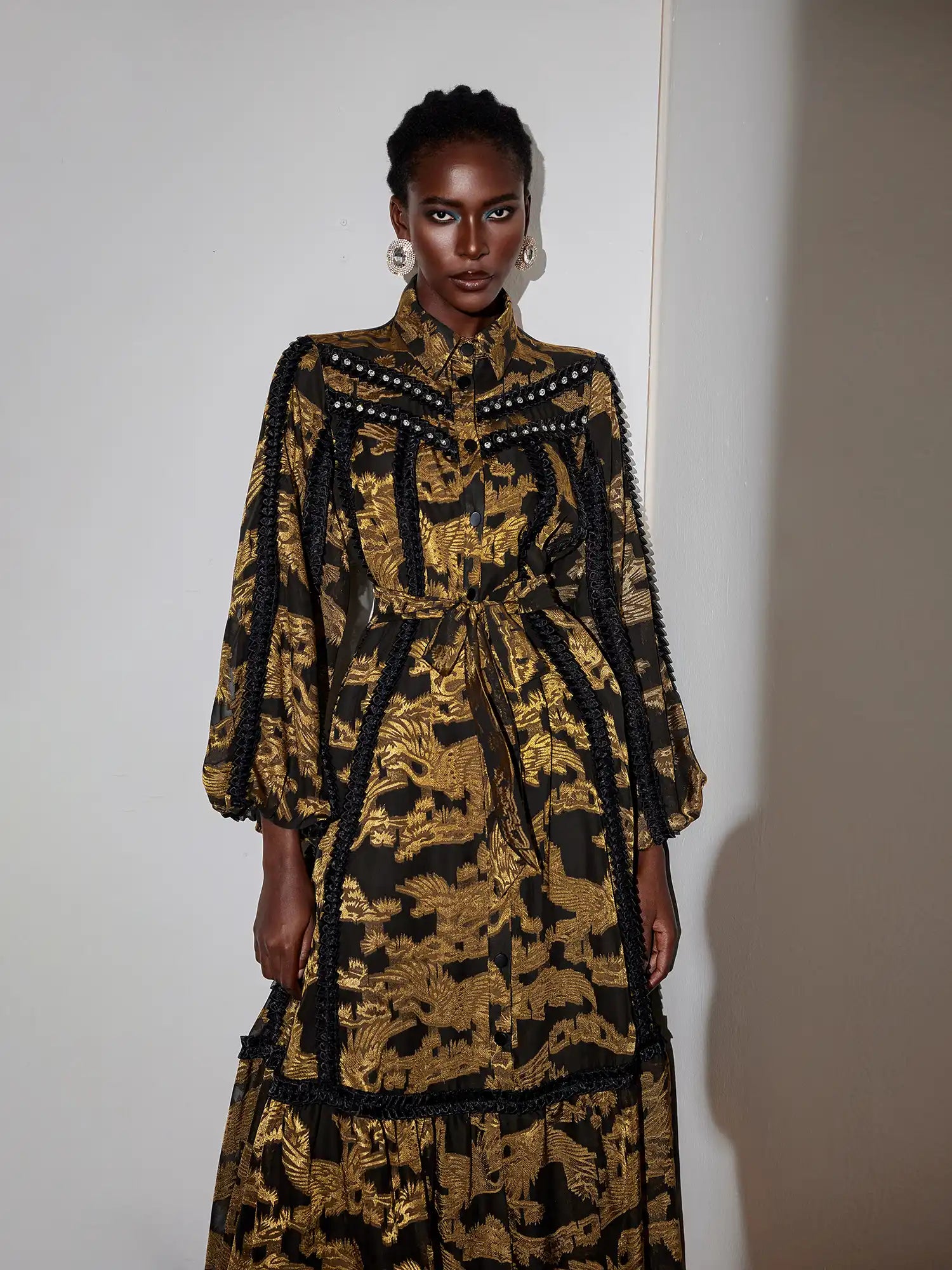 Vintage Pleated Printed Maxi Dress|NOOSGOP