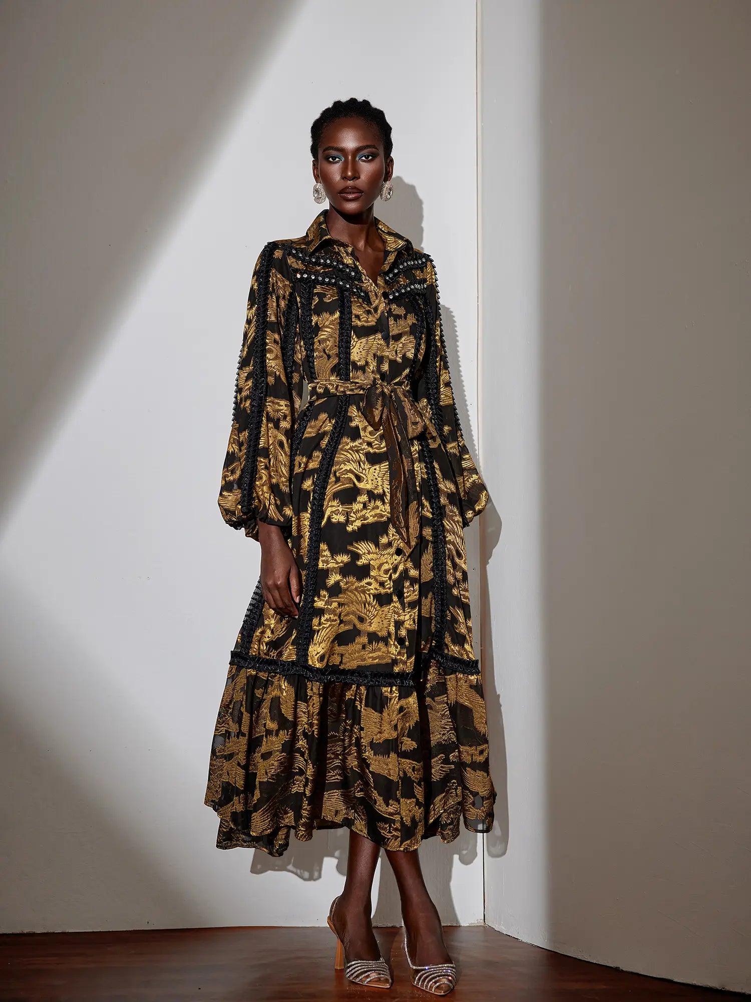 Vintage Pleated Printed Maxi Dress|NOOSGOP