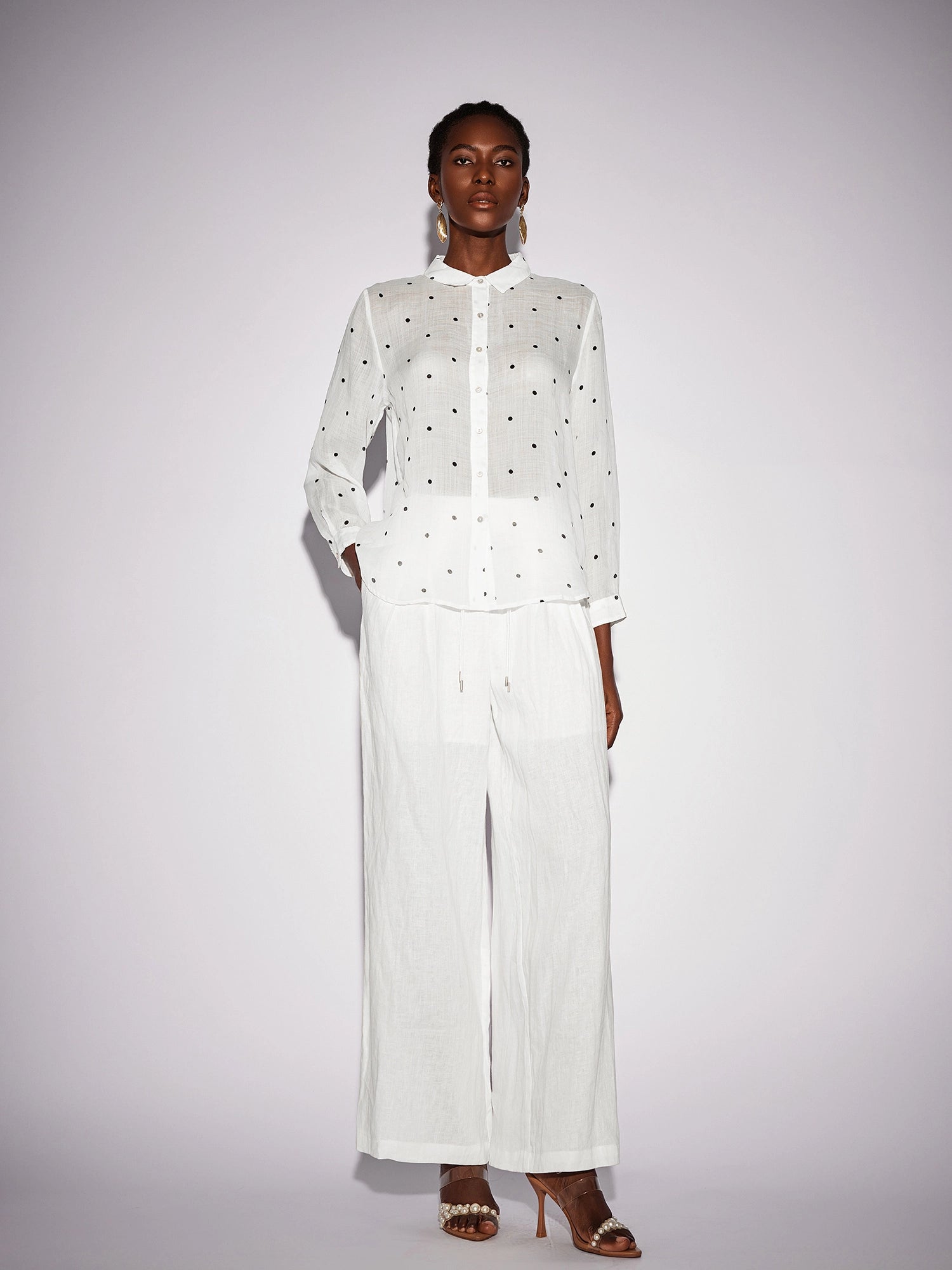 White Dot Shirt Two-Piece Set|NOOSGOP