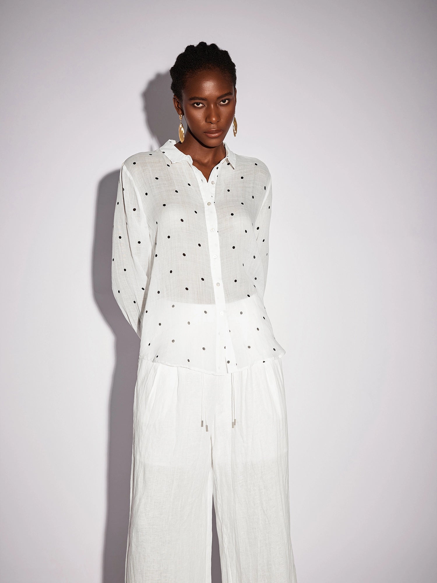 White Dot Shirt Two-Piece Set|NOOSGOP