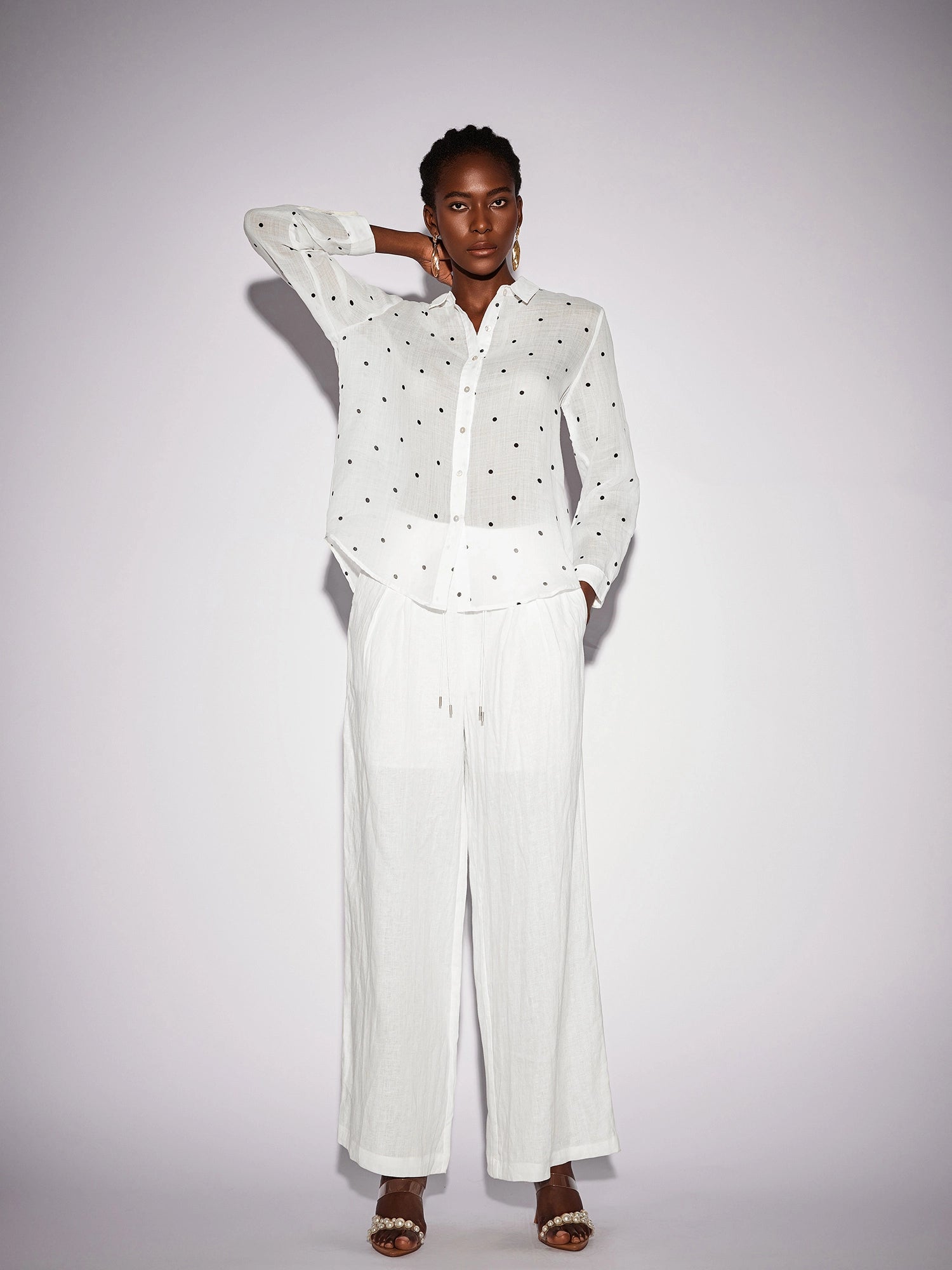 White Dot Shirt Two-Piece Set|NOOSGOP