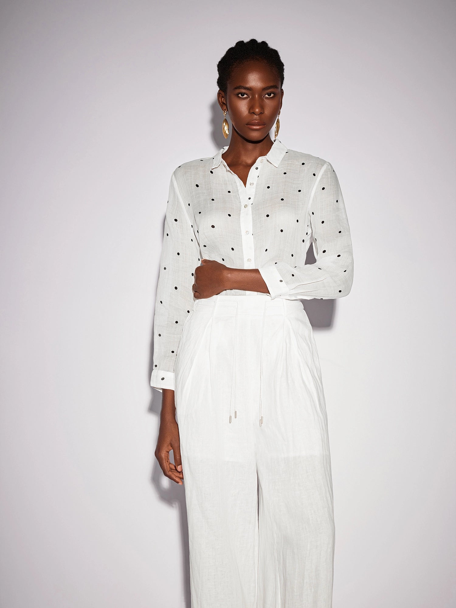 White Dot Shirt Two-Piece Set|NOOSGOP