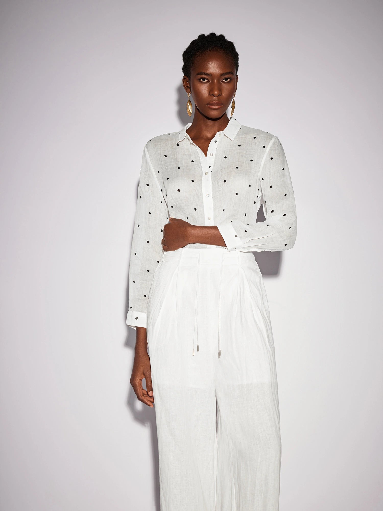 White Dot Shirt Two-Piece Set|NOOSGOP