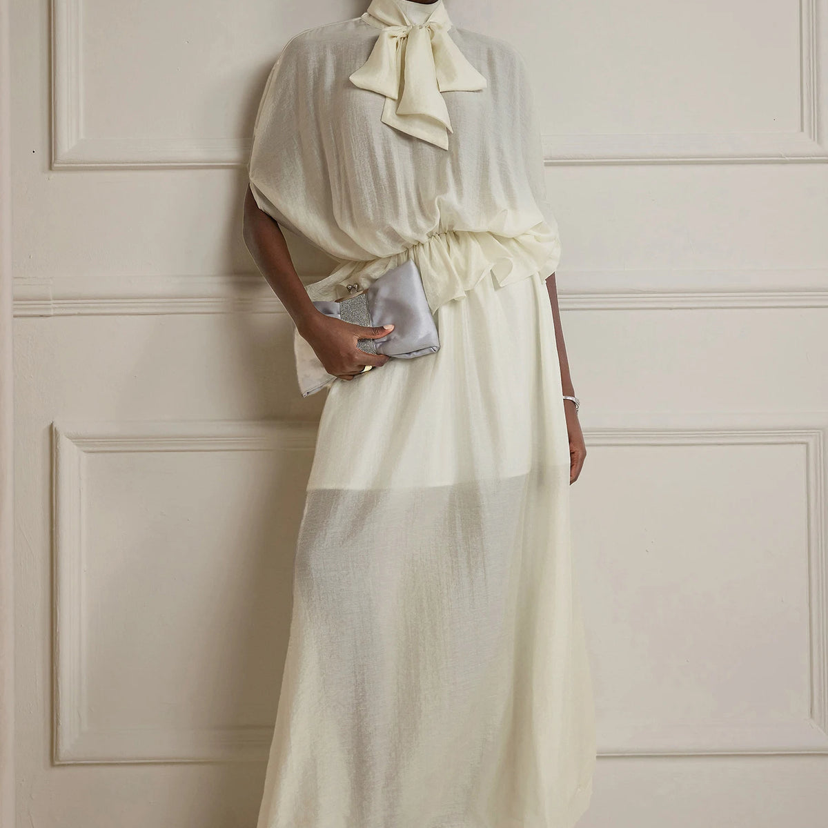 white ruched tie dress White V Neck Ruched Tie Mini Chiva Dress XXS
