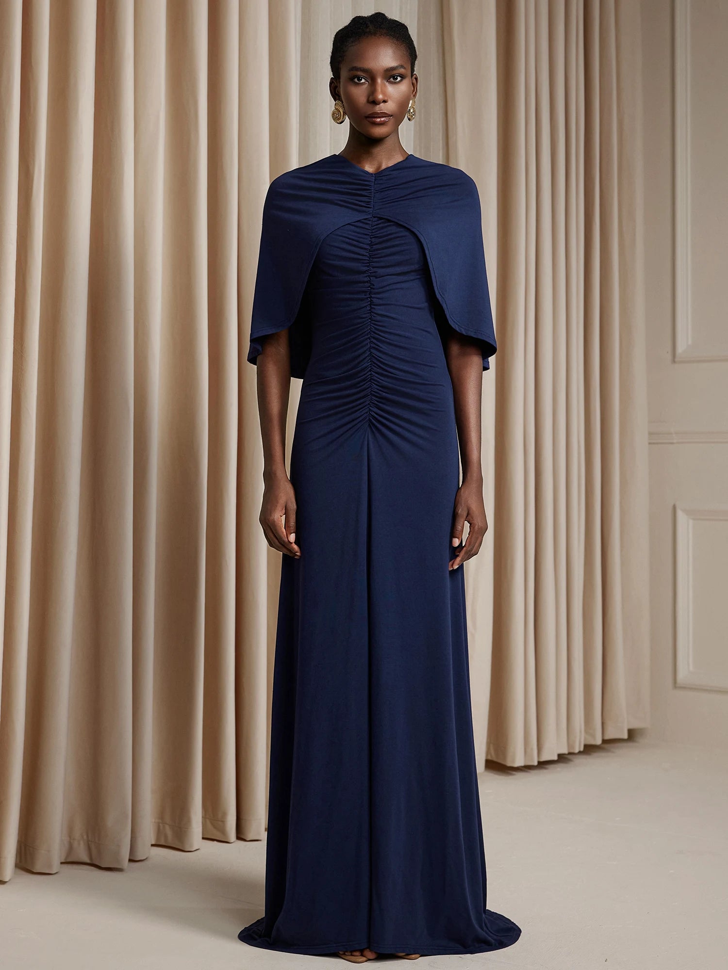 Wrap-around pleated fitted Maxi dress|NOOSGOP