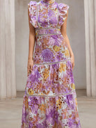 Sheer-Insert Embroidered Midi Dress|NOOSGOP