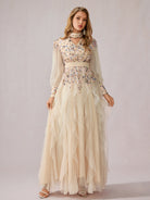 Apricot Multicolor Sequin Dress|NOOSGOP