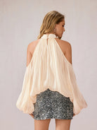 Apricot Off-Shoulder Satin Top|NOOSGOP