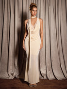 Apricot V-Neck Neck Tie Maxi Dress |NOOSGOP