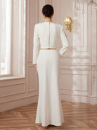 Beaded Pavé-Trim Crop Top and Skirt Set|NOOSGOP