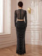 Black Beaded Two-Piece Bodycon Set|NOOSGOP