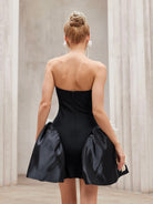 Black Strapless Floral dress|NOOSGOP