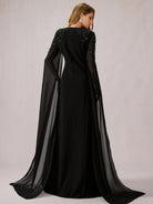 Black Mesh Shawl Maxi Dress|NOOSGOP