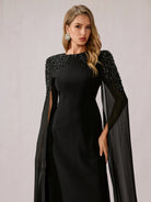 Black Mesh Shawl Maxi Dress|NOOSGOP