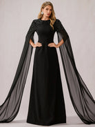 Black Mesh Shawl Maxi Dress|NOOSGOP