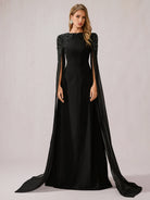 Black Mesh Shawl Maxi Dress|NOOSGOP