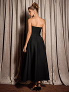 Black Rhinestone Grid Formal Midi Dress|NOOSGOP