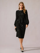 Black Sparkly Daily Two-Piece Set|NOOSGOP