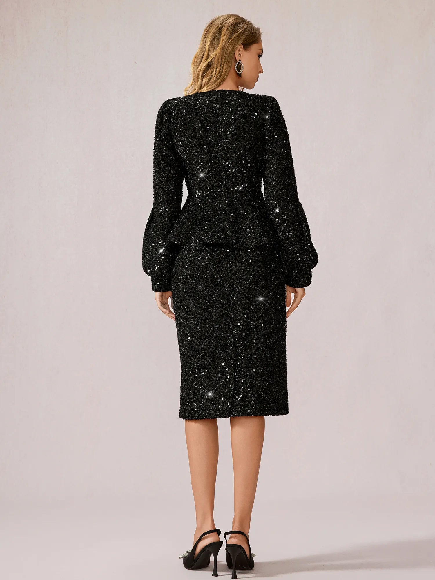 Black Sparkly Daily Two-Piece Set|NOOSGOP