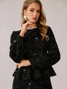 Black Sparkly Daily Two-Piece Set|NOOSGOP