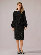 Black Sparkly Daily Two-Piece Set|NOOSGOP