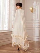 Cape-Sleeve Double-Layer Ruffle Midi Dress|NOOSGOP