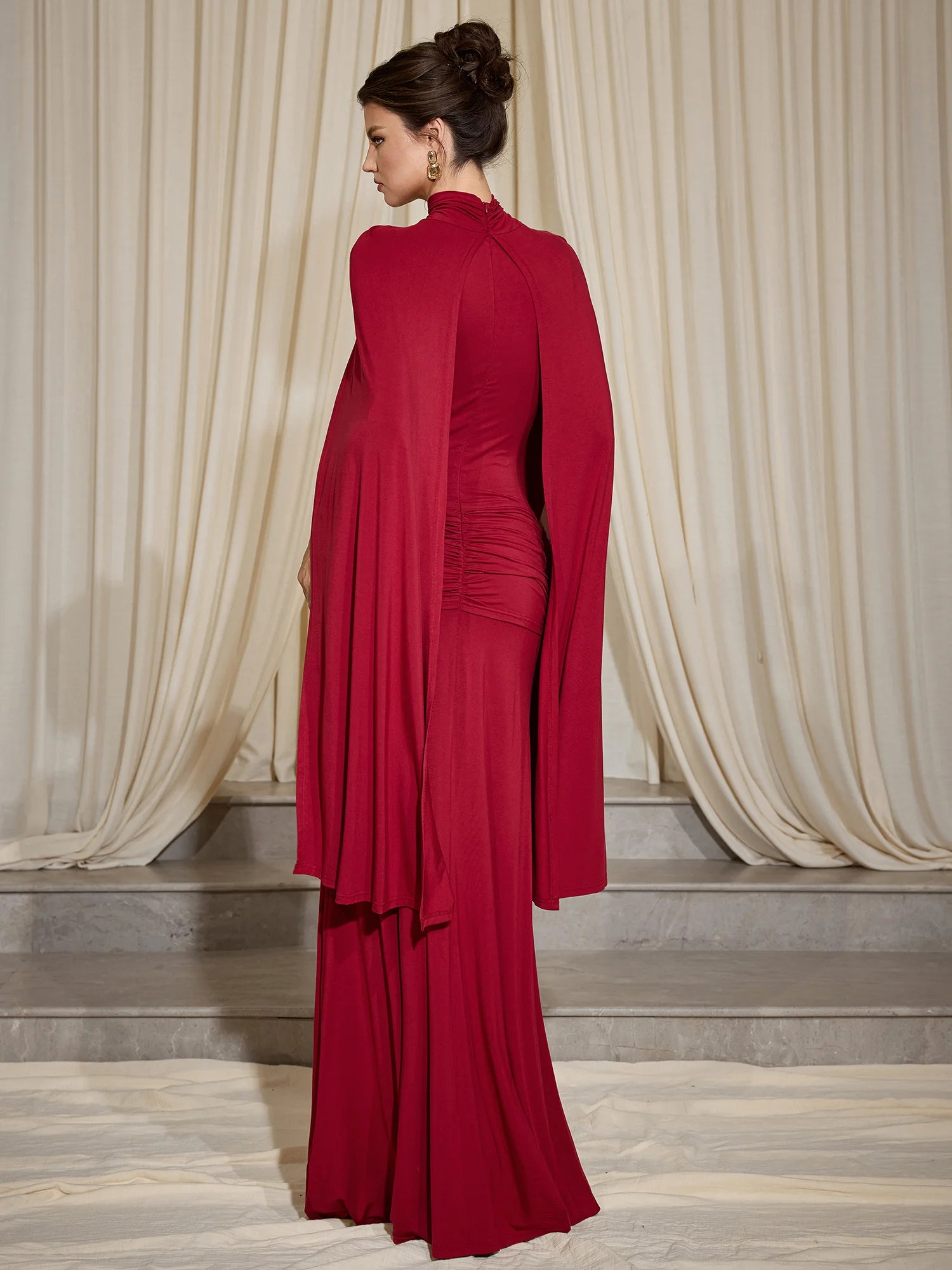 Cape Sleeve Pleated Maxi Dress|NOOSGOP