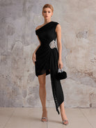 Commanding Off-Shoulder Cocktail Mini Dress|NOOSGOP