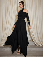 Cross Shoulder High Low Dress Maxi Dress|NOOSGOP