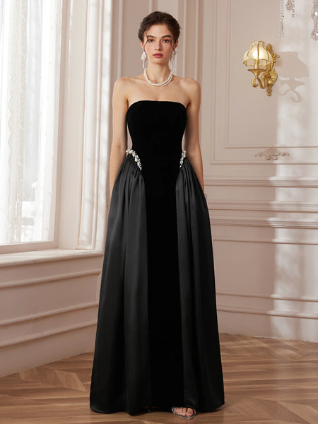 black strapless maxi dress with pockets Riviera Strapless Maxi Dress with Pockets