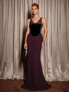 Dark Purple High Waist Elegant Maxi Dress|NOOSGOP