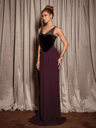 Dark Purple High Waist Elegant Maxi Dress|NOOSGOP