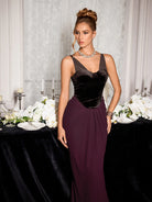 Dark Purple High Waist Elegant Maxi Dress|NOOSGOP